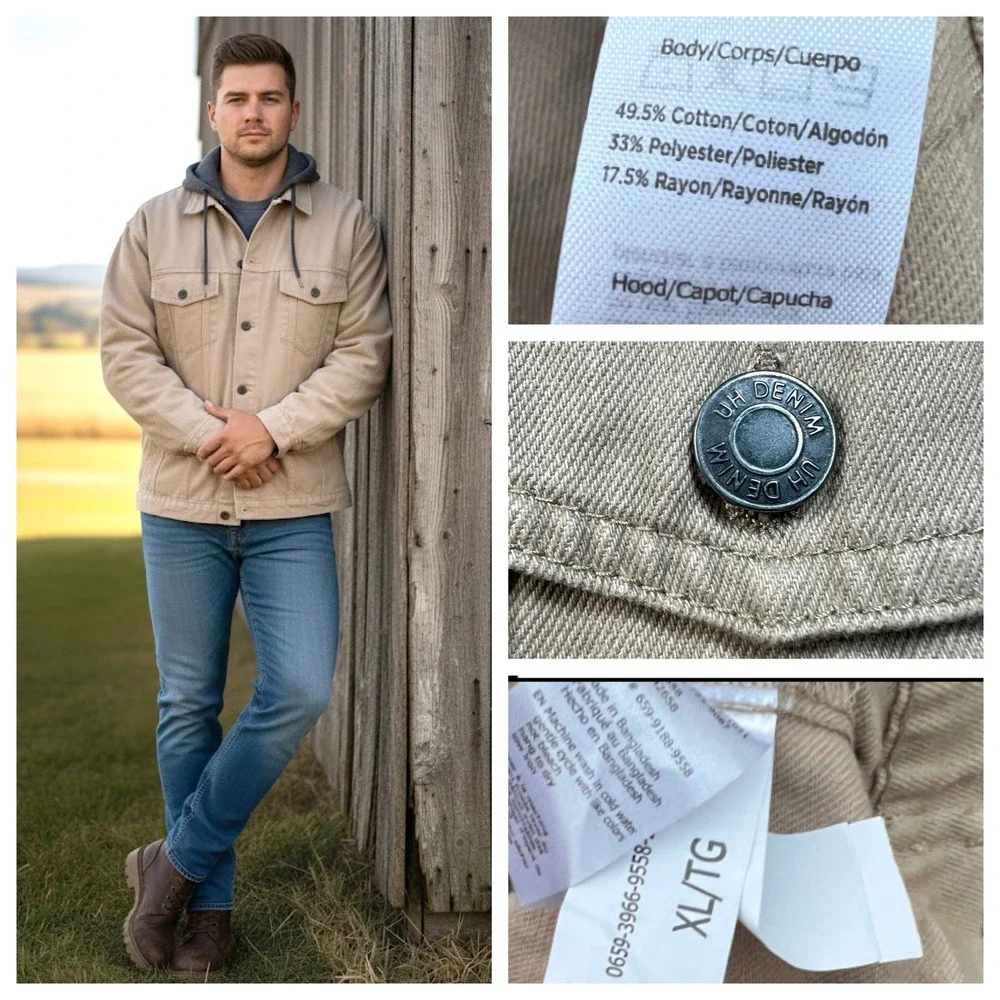Urban Heritage Men XXL Duck Canvas Barn Jacket‎ NWT Removable Hood Tan Work Coat